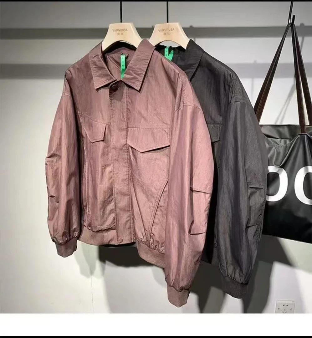 翻领减龄长袖短款夹克春季男装百搭休闲宽松型冲锋衣时尚