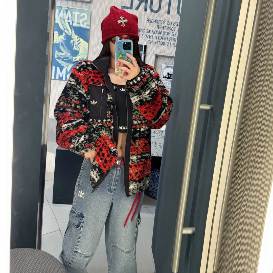adidas TOC JACKET男女同款双面拉链印花夹克外套 KC0105 S