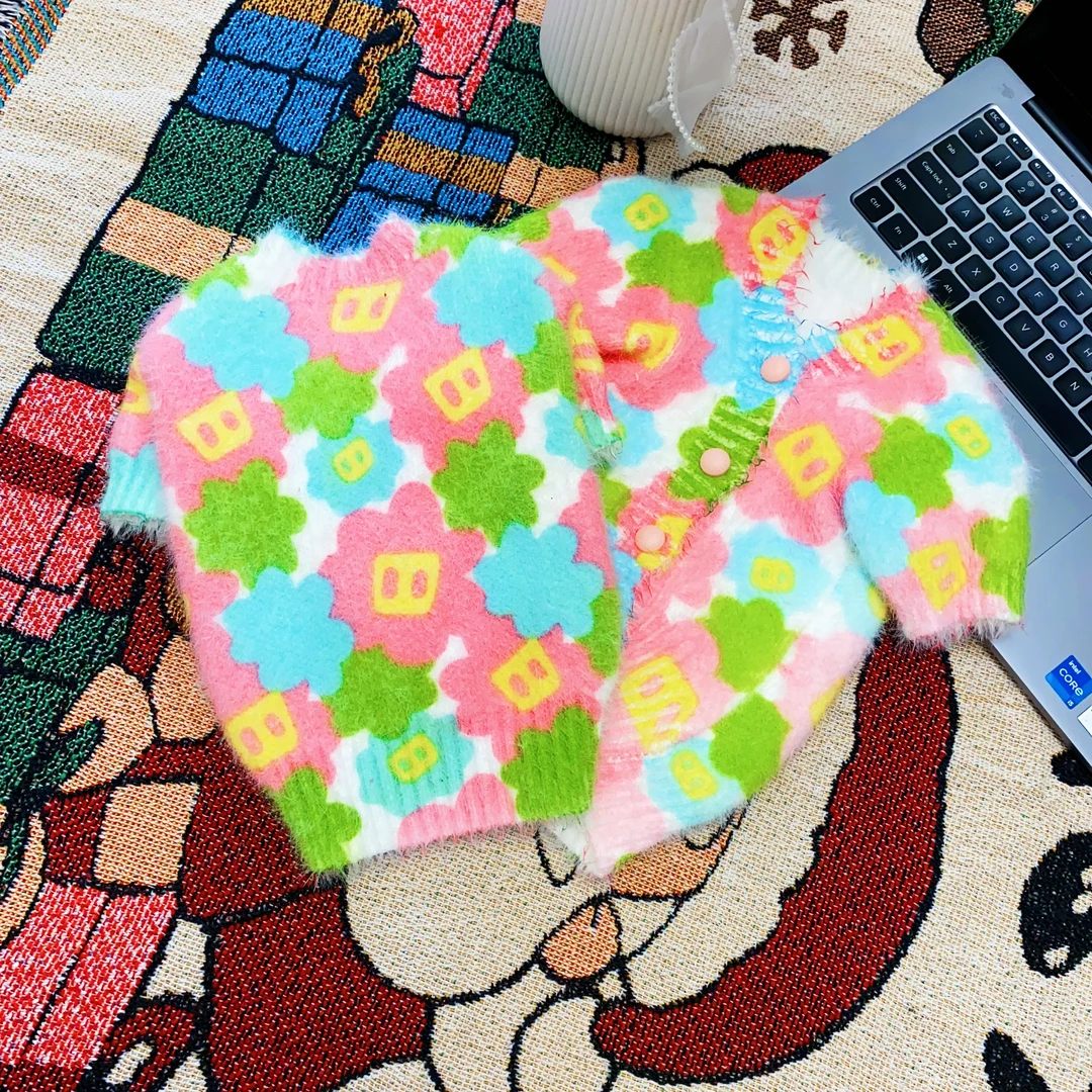 新品宠物冬季貂绒保暖针织印花开衫中小型狗狗猫咪法斗博美比熊衣