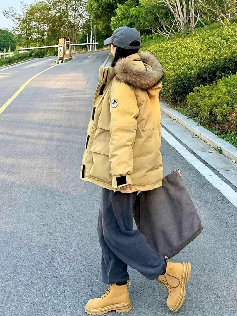 【90白鸭绒】反季清货真毛领工装加厚派克服