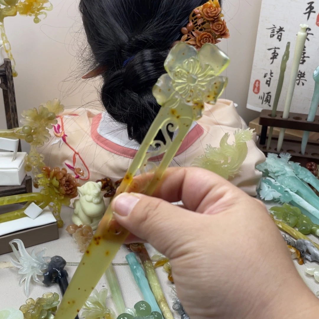 蛇纹石玉合金发饰