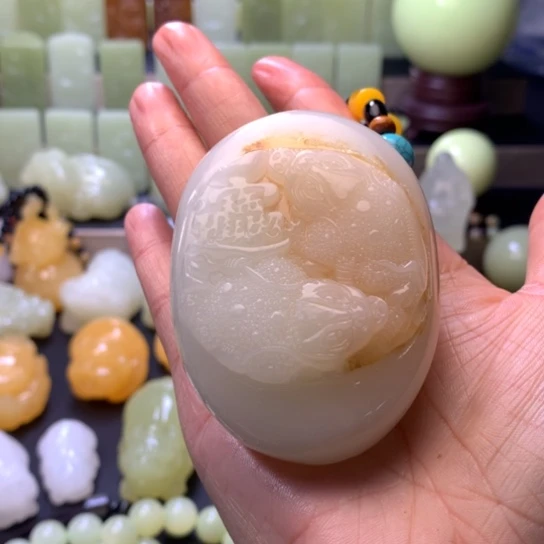 石材方解石手把件