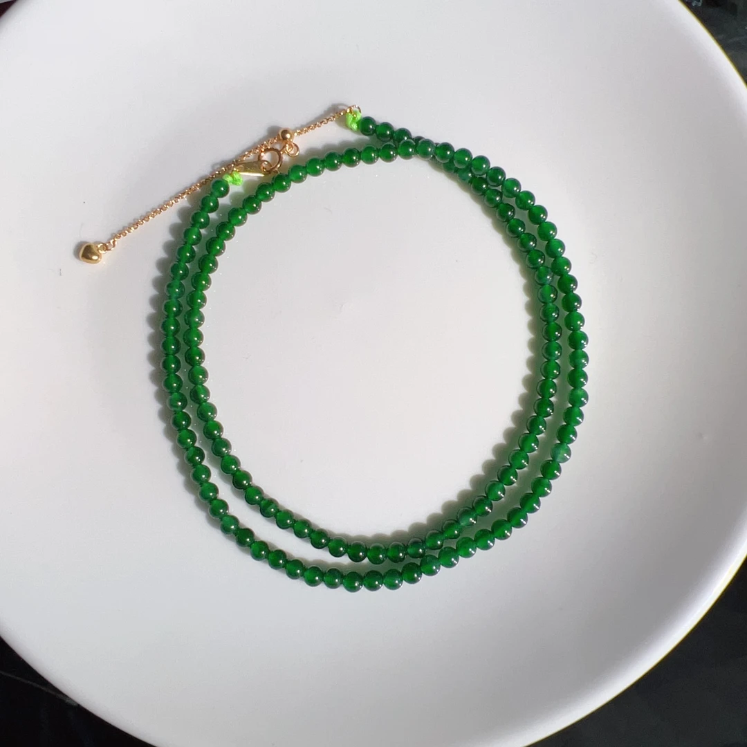 S925银3.5mm+天然翡翠项链43+5cm