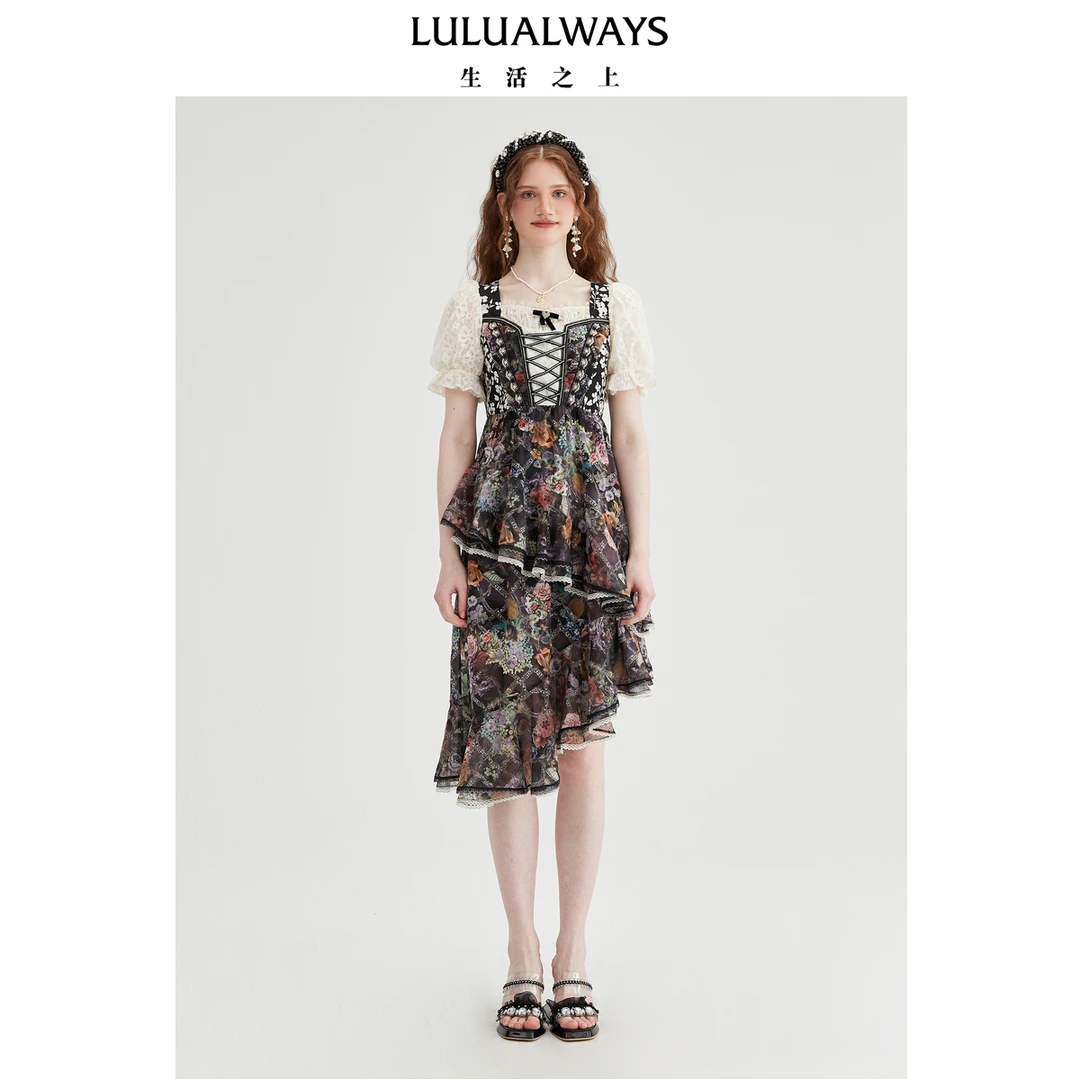 【华服·黑白系列】LULUALWAYS【商场同款】25夏新款法式不规则连衣裙