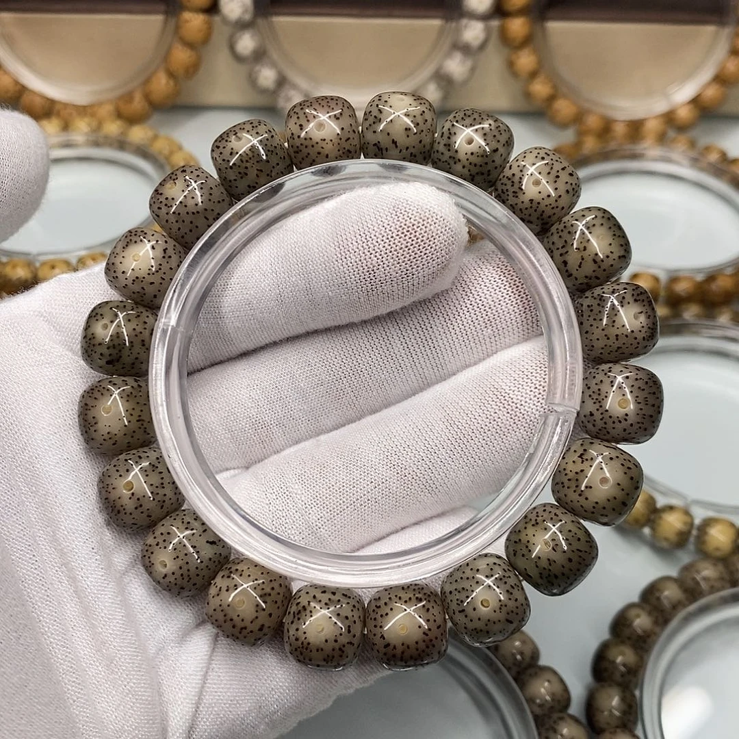 星月菩提手串12×11一物一图原生态同枝黑冰小细星