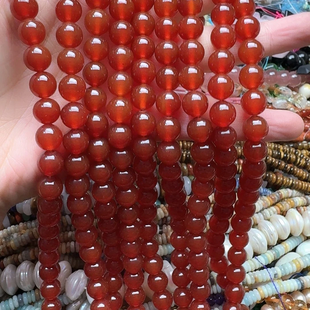 玛瑙/玉髓合金珠宝半成品一条10mm红玛瑙