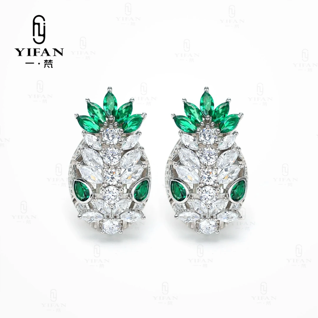 925银合成锆石耳饰 爆花蛇满钻耳钉女款镂空时尚耳环