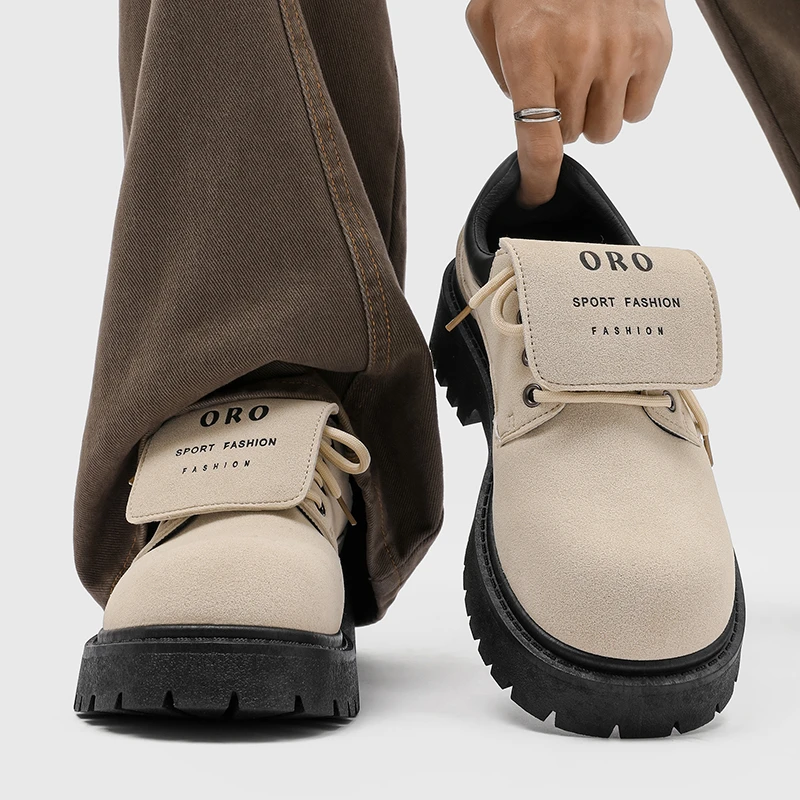 啄木鸟正品德比鞋男鞋冬季厚底增高鞋男士复古百搭休闲大头工装鞋