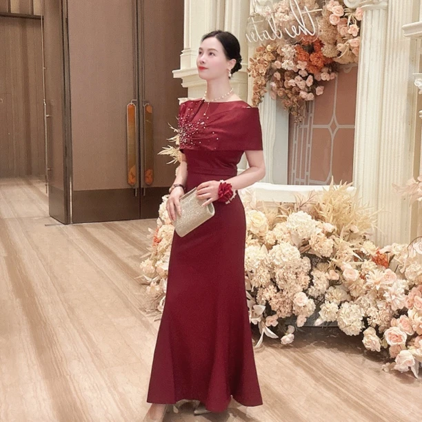 喜妃琳2006喜婆婆喜妈妈婚宴装重工订钻鱼尾修身显瘦宴会酒会礼服