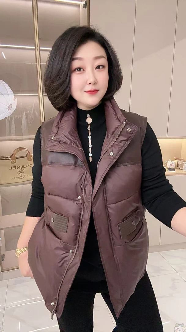 【聪姐推荐】9625秋冬新款宽松立领时尚百搭马甲（衣长71，胸围130）