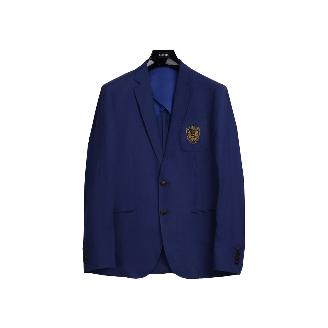 F&M时尚男士欧货新品百搭刺绣亚麻西装西服