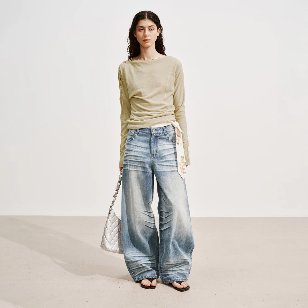 MEDIUM WELL 无侧缝立体猫须牛仔裤