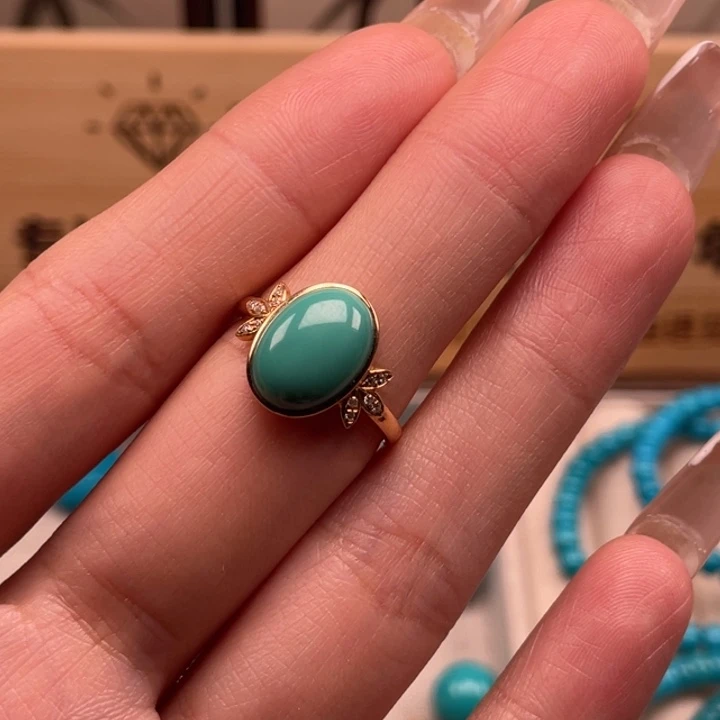绿松石18K金镶嵌珠宝奇石9.5