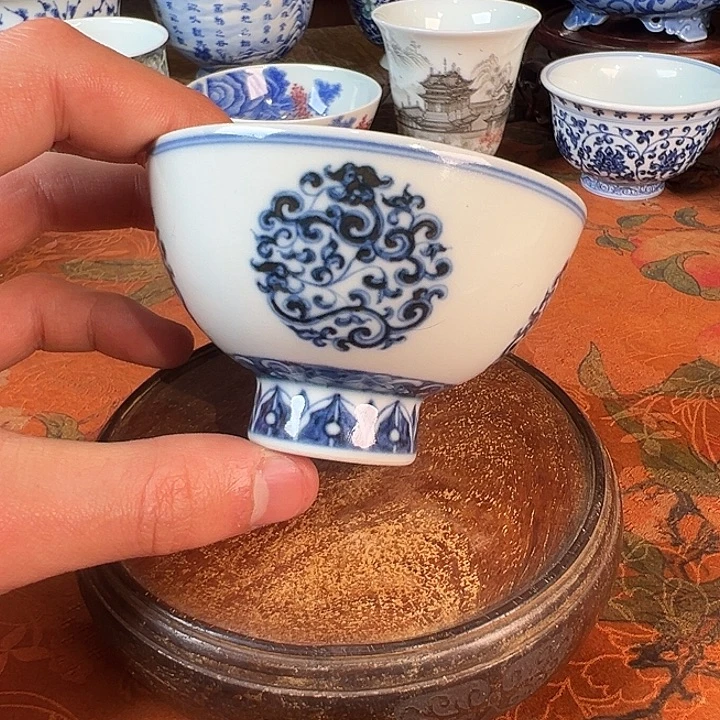 杯子陶元煦窑团龙高足杯