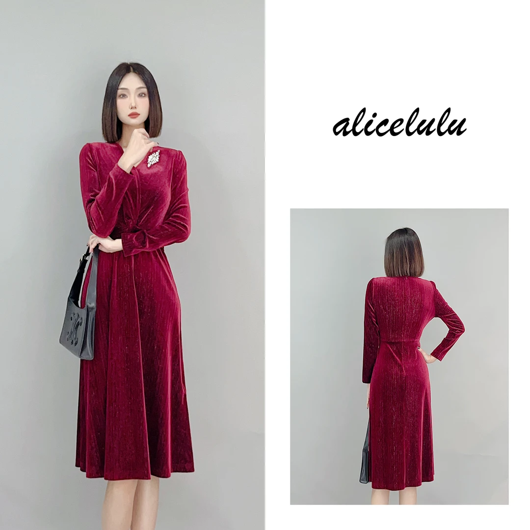 6 ALICE “红颜玫瑰”连衣裙 华美丝绒 闪耀胸针 S1034725W
