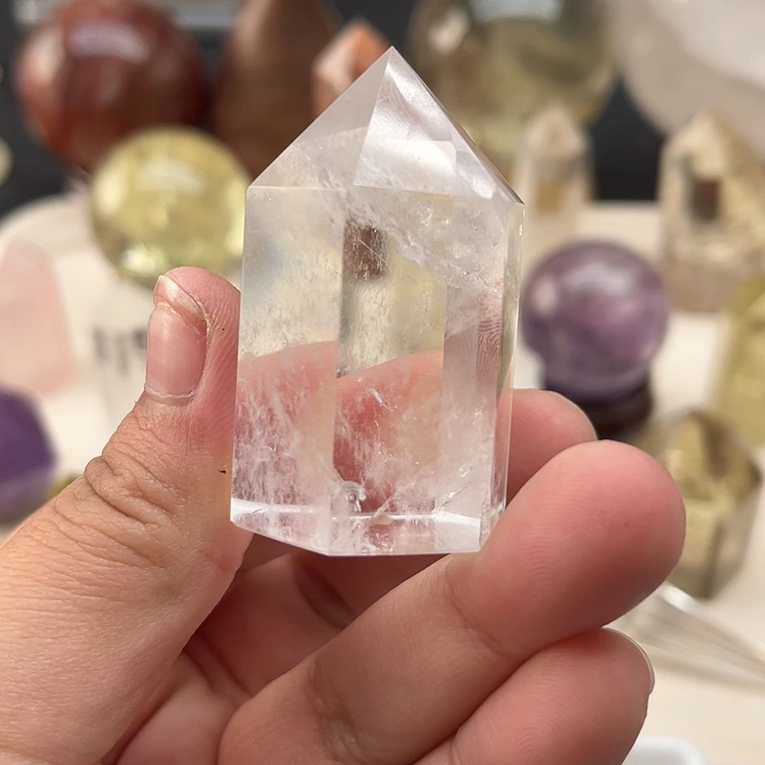 水晶珠宝半成品未镶嵌82 白水晶柱子
