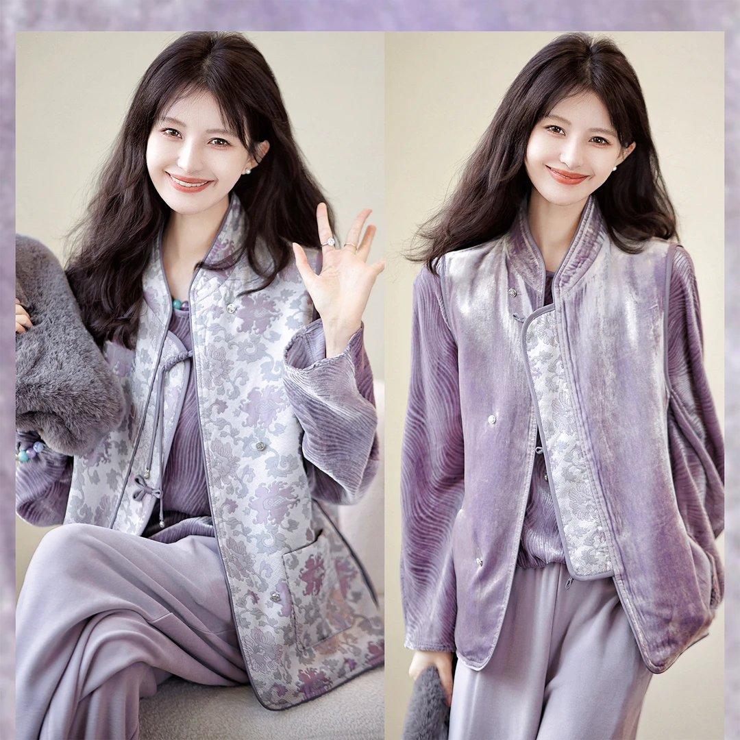 【赵大喜】紫定行-国风蚕丝马甲 | 1OO真丝丝绒