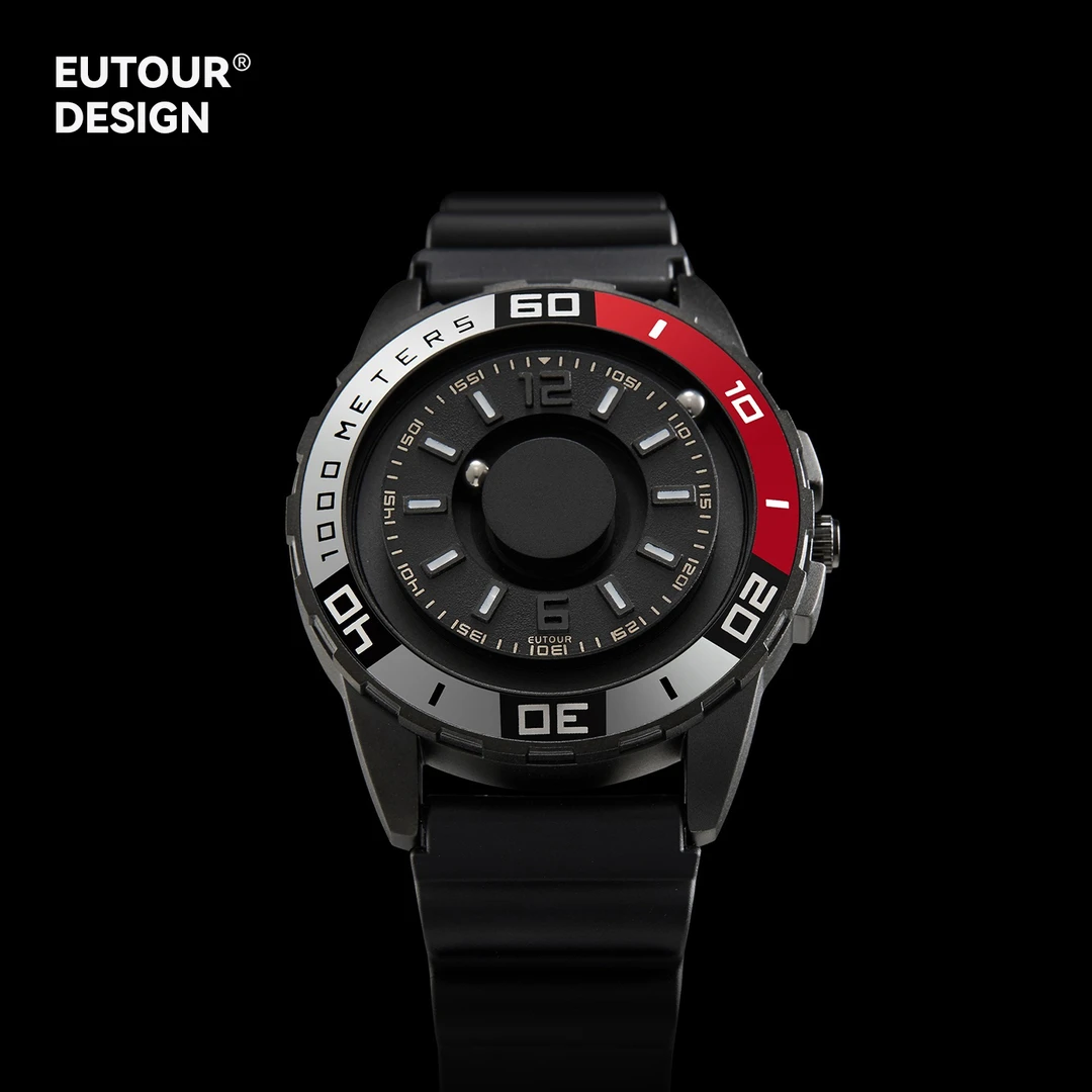 EUTOUR防水系列磁力悬浮走珠无镜面手表男生简约流光七夕礼物腕表