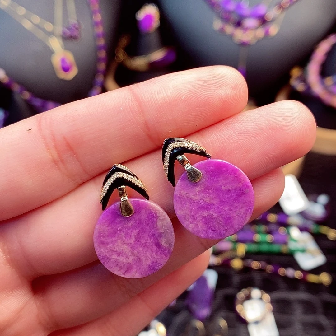 苏纪石（舒俱来）耳饰18K金镶嵌