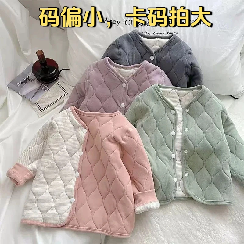 【外贸】加厚学生儿童秋冬保暖内穿棉袄校服神器 蚕丝上衣外套