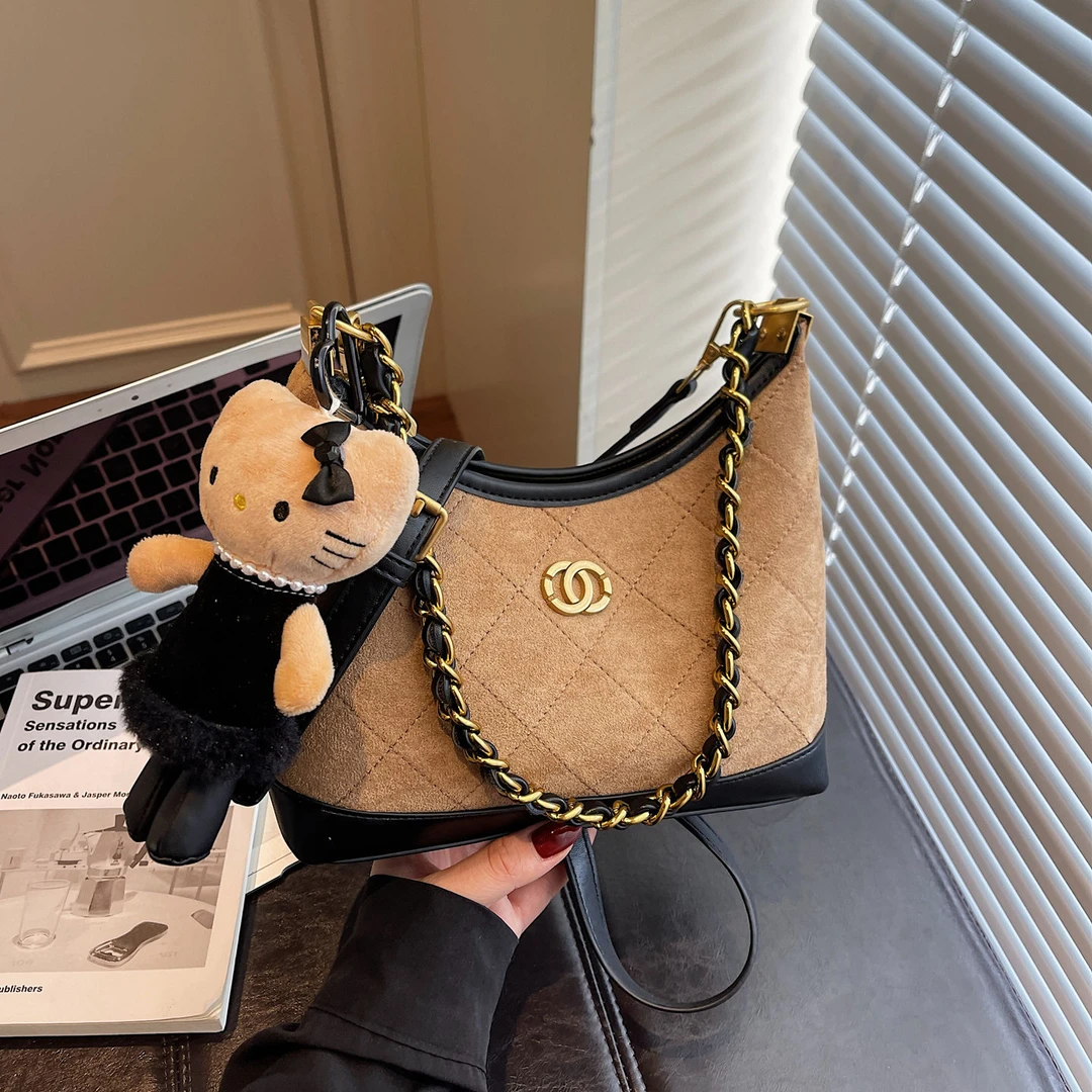 【小香风】菱格链条腋下包包女2025新款潮轻奢小众高级感手提斜挎包