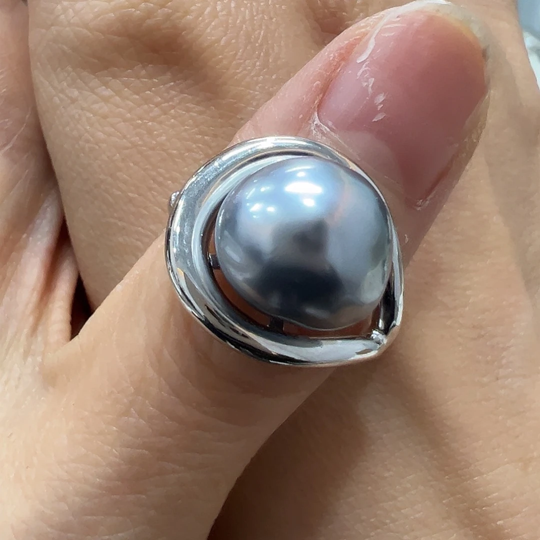海水珍珠戒指银S925镶嵌