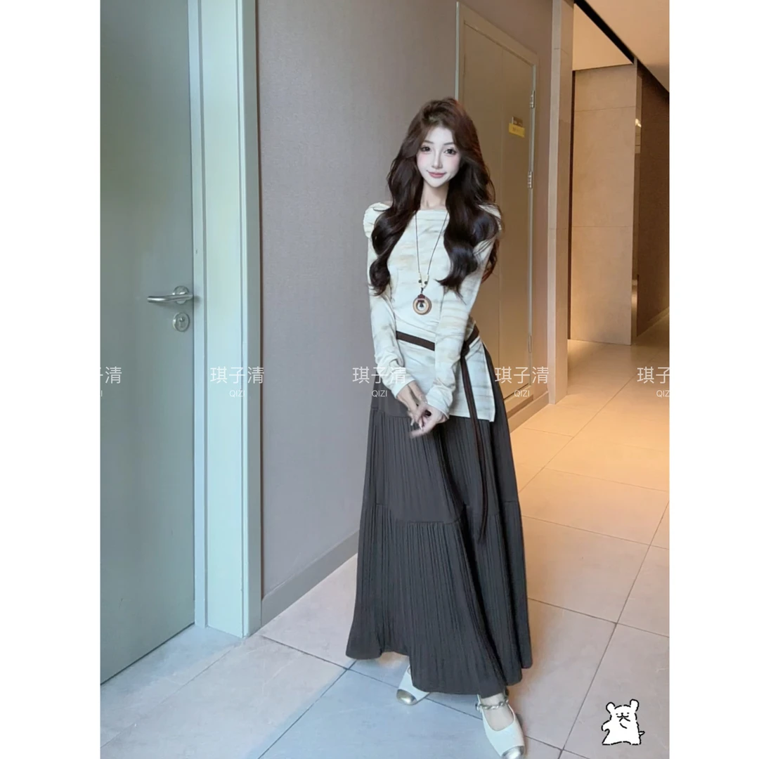 【琪子清定制】全额运补 A字半身裙女2025高腰显瘦大摆中长款伞裙女