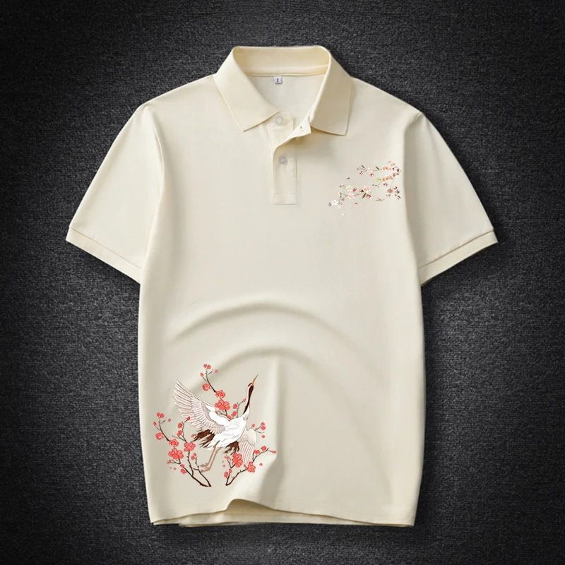 法莱尔公鸡商务休闲polo衫男士高档翻领短袖大码宽松潮流时尚半袖