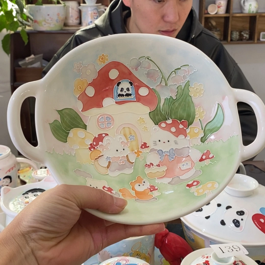 S***.瓷片景德镇釉下彩手绘