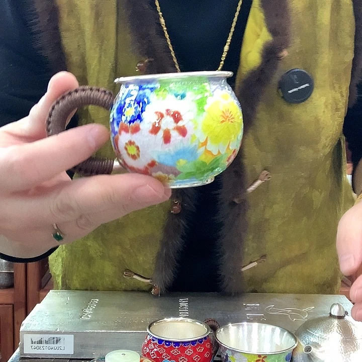 七宝烧足银主人杯