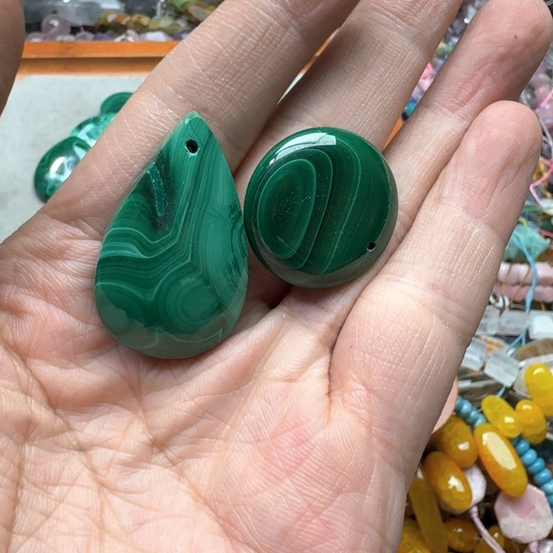 合金玛瑙/玉髓珠宝半成品宜*2个孔雀石吊坠