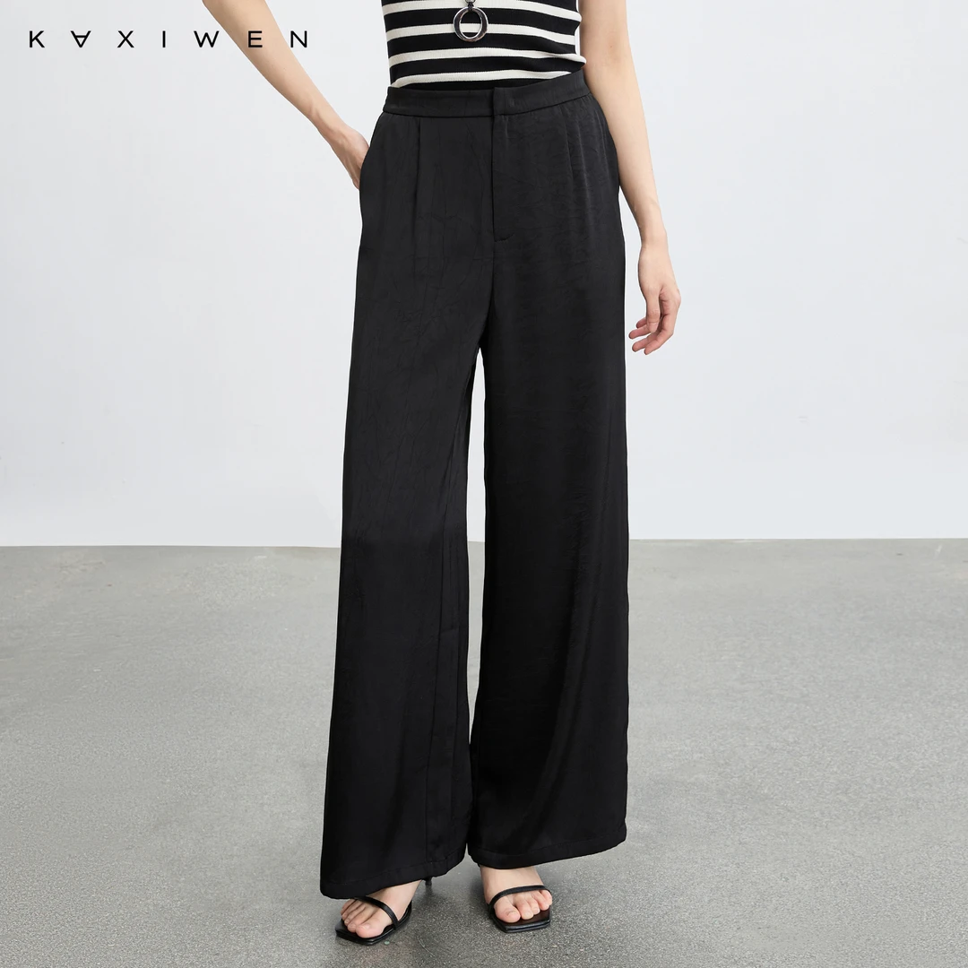 佧茜文优雅垂感宽松阔腿裤【早秋】时尚休闲高腰长裤女X07BKN3666