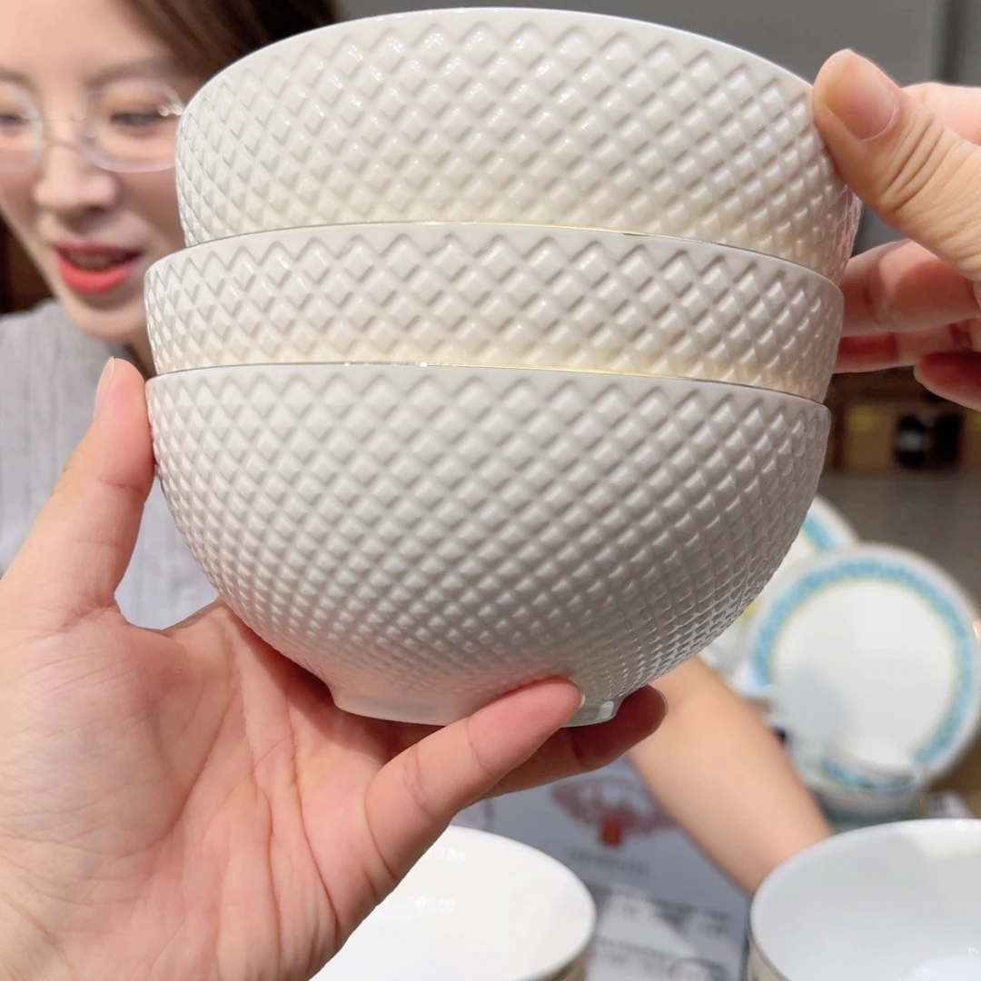 骨瓷6英寸饭碗15cm6个外贸骨瓷