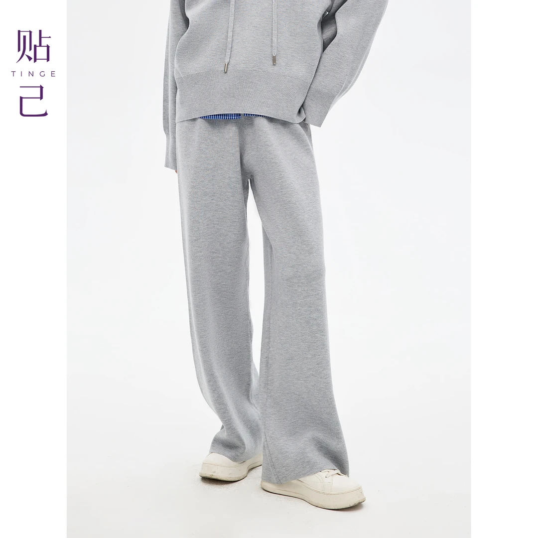 TINGE/贴己慵懒可机洗针织抽绳棉质卫裤子女秋季新款保暖休闲长裤