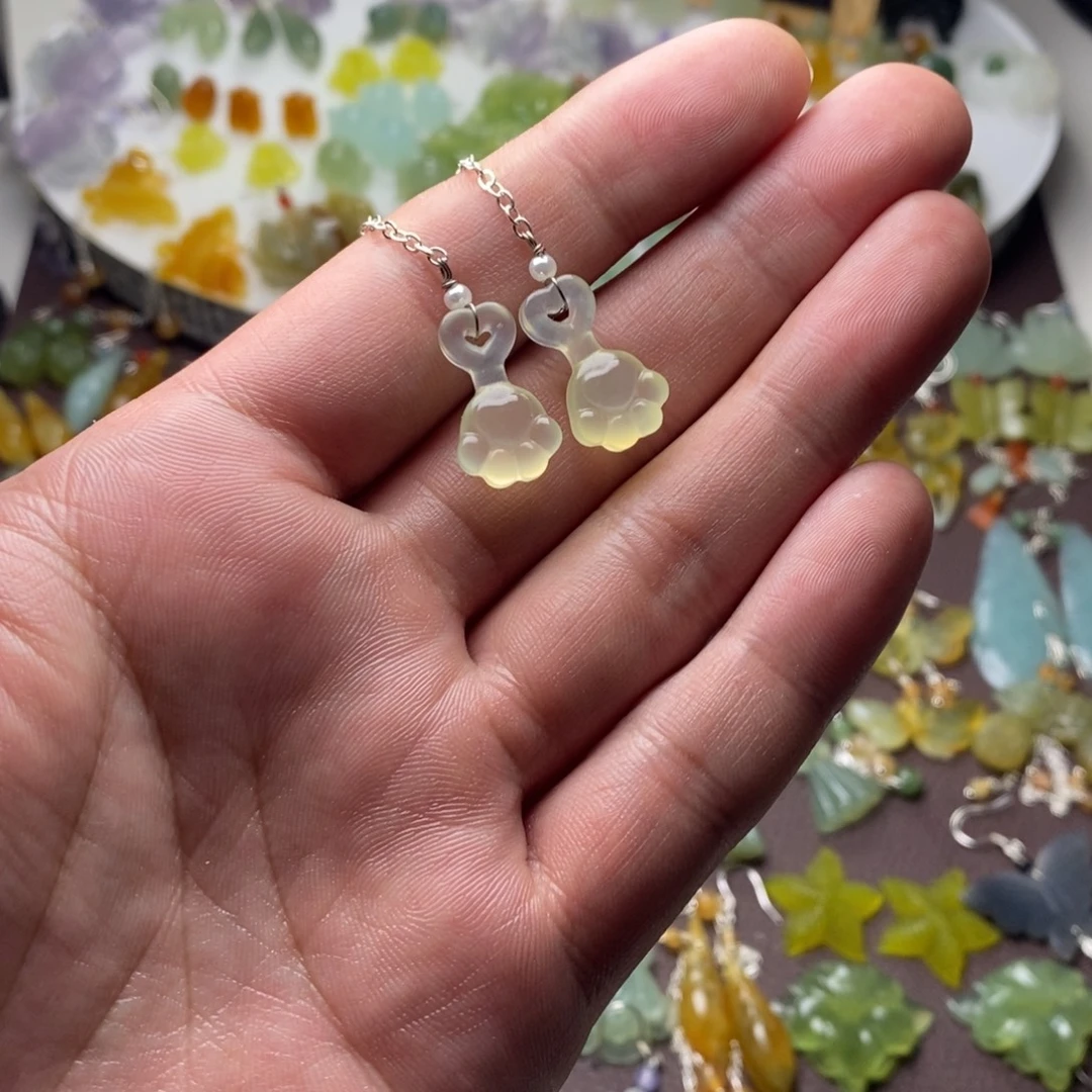 蛇纹石玉合金耳饰/颈饰