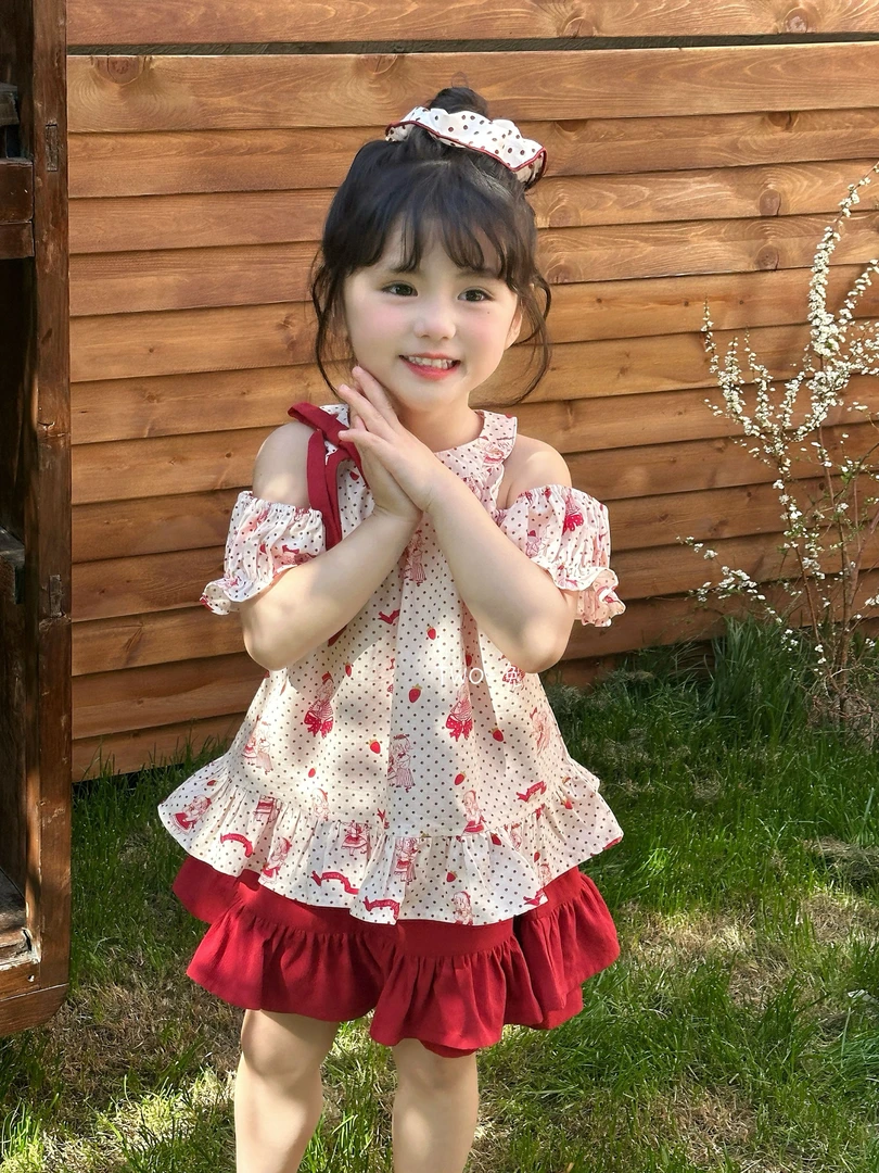 【TWO-兔】《莓果跳跳糖》女童夏季甜美可爱公主裙裤套装