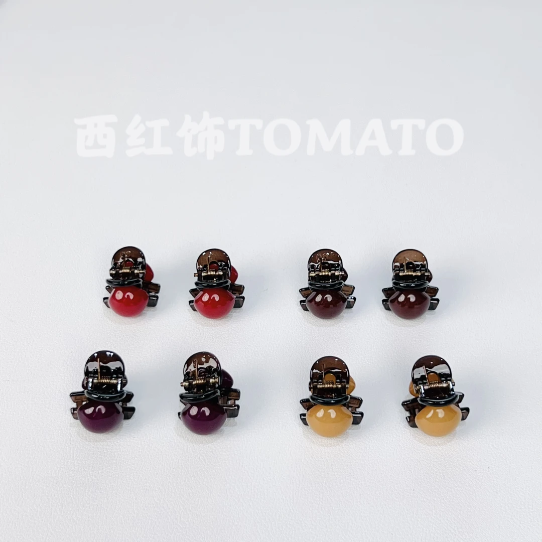 西红饰TOMATO韩国东大门纳米百搭简约巧克力豆刘海抓夹一对