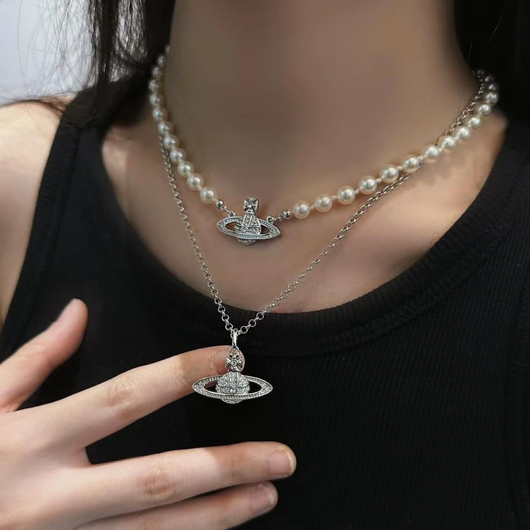 钛钢仿珍珠项链 「仲梦」西家经典珍珠土星项链