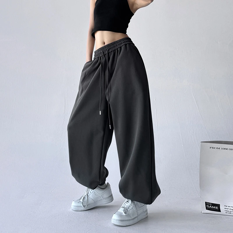 大码宽松卫裤2025秋季休闲风长裤针织慵懒风休闲裤直筒束脚灯笼裤