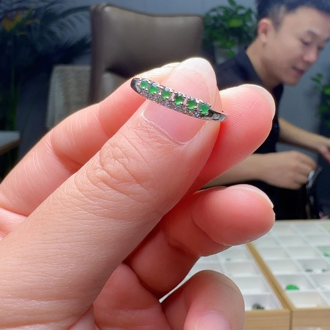 翡翠银S925镶嵌戒指多样性发货其一