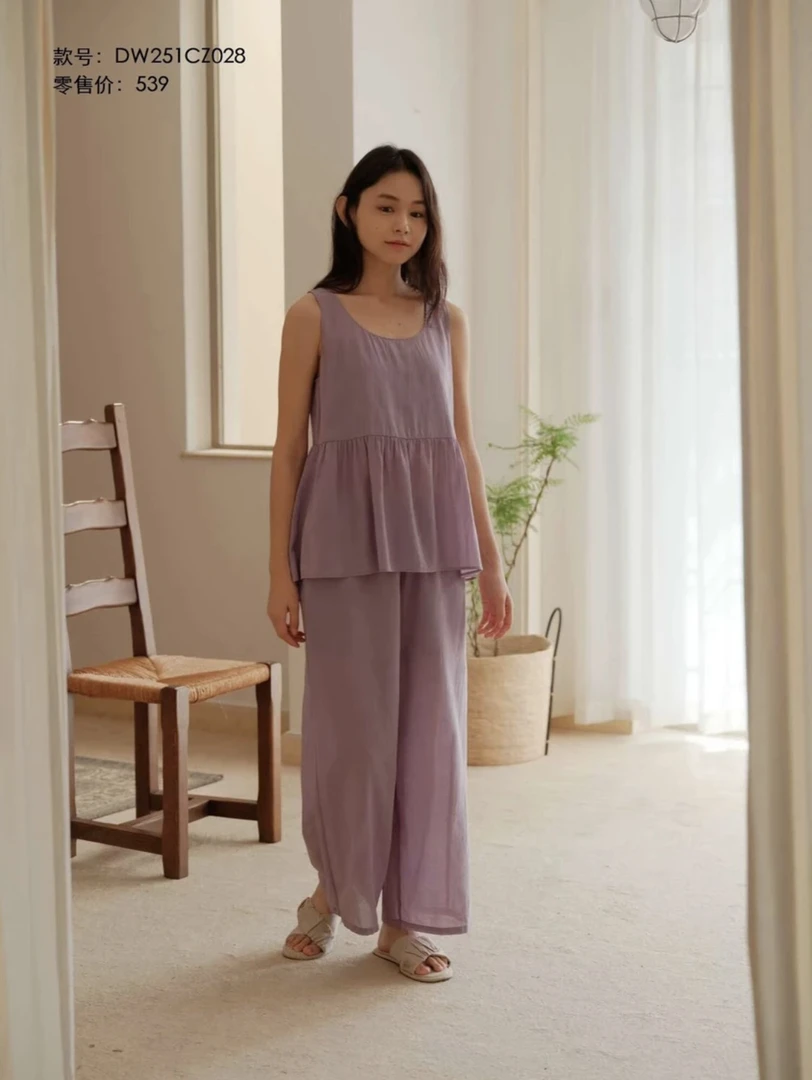 朵朵可可25春夏新款纯棉九分裤砍袖家居服套装cz028