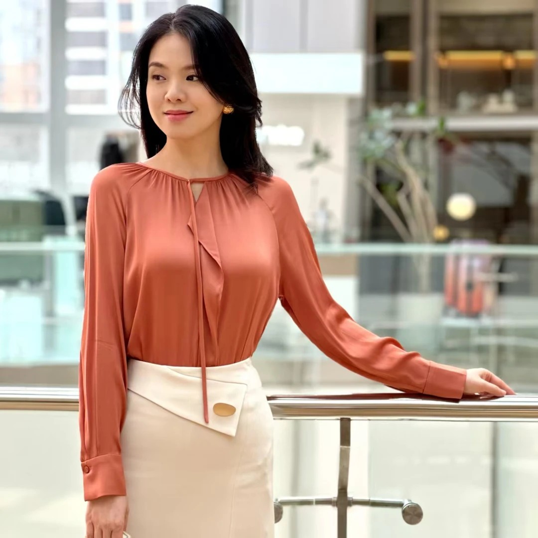 法式高雅重磅桑蚕丝设计感OL气质长袖衬衫57950