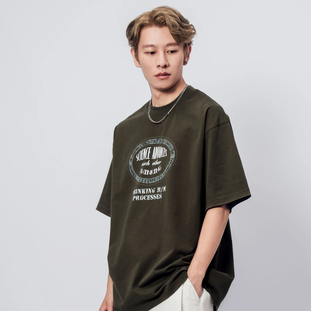 源作夏字母T恤男休闲百搭宽松半袖打底纯棉圆领男生短袖SF5008