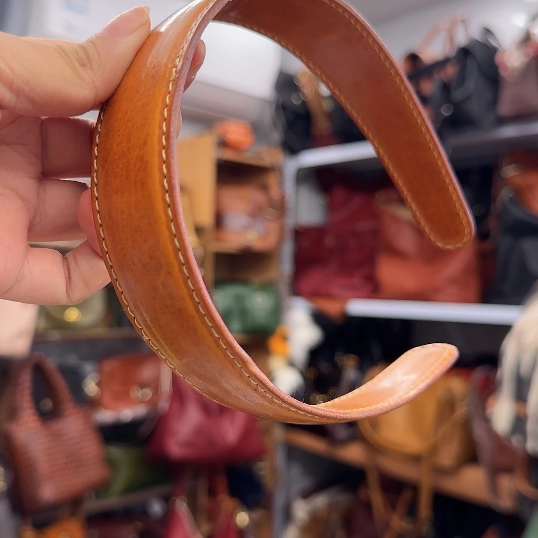 头层牛皮棕色发箍