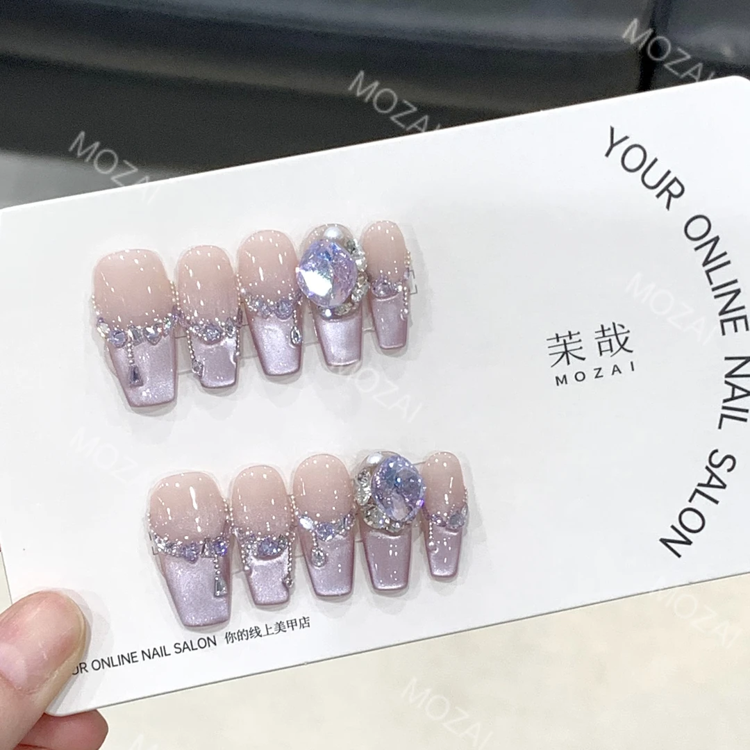 茉哉I【诗情画意】纯手工定制美甲拆卸穿戴甲A3130