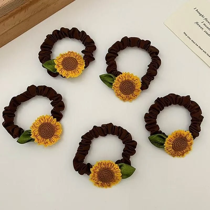 甜美向日葵发圈发饰发发绳绳绳扎发马尾好看校园发圈发饰头绳