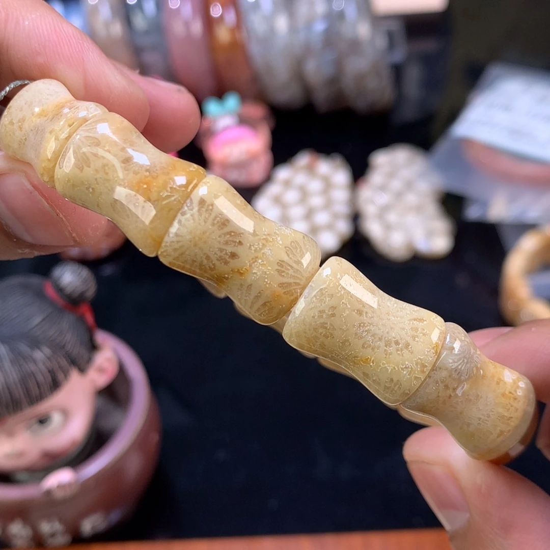 【闪购商品】颈饰未镶嵌硅化珊瑚（珊瑚玉）33号奶黄包大花花好绝