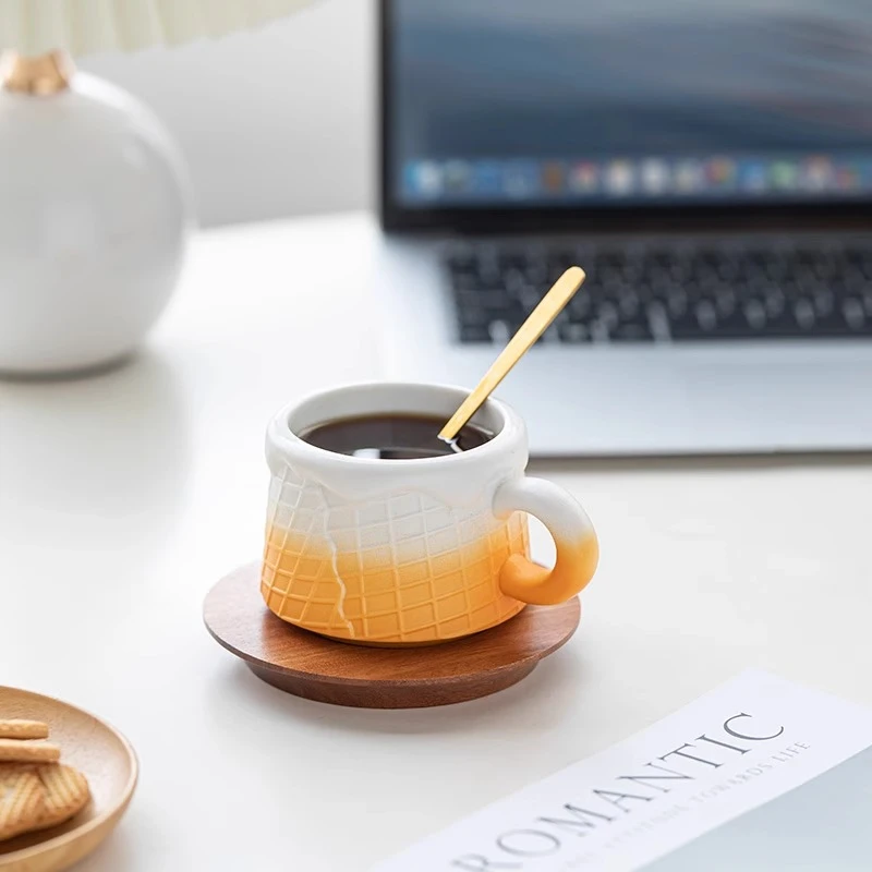 喝水陶瓷马克杯创意女生高颜值家用ins风燕麦冰淇淋咖啡杯