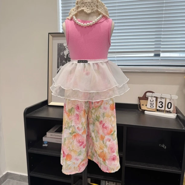 现货~夏季韩版多巴胺无袖上衣女宝宝套装A5-808/YL-509