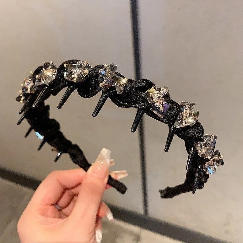 轻奢新款发箍水钻波浪网红防滑发卡时尚气质头箍齿梳压碎发发箍子